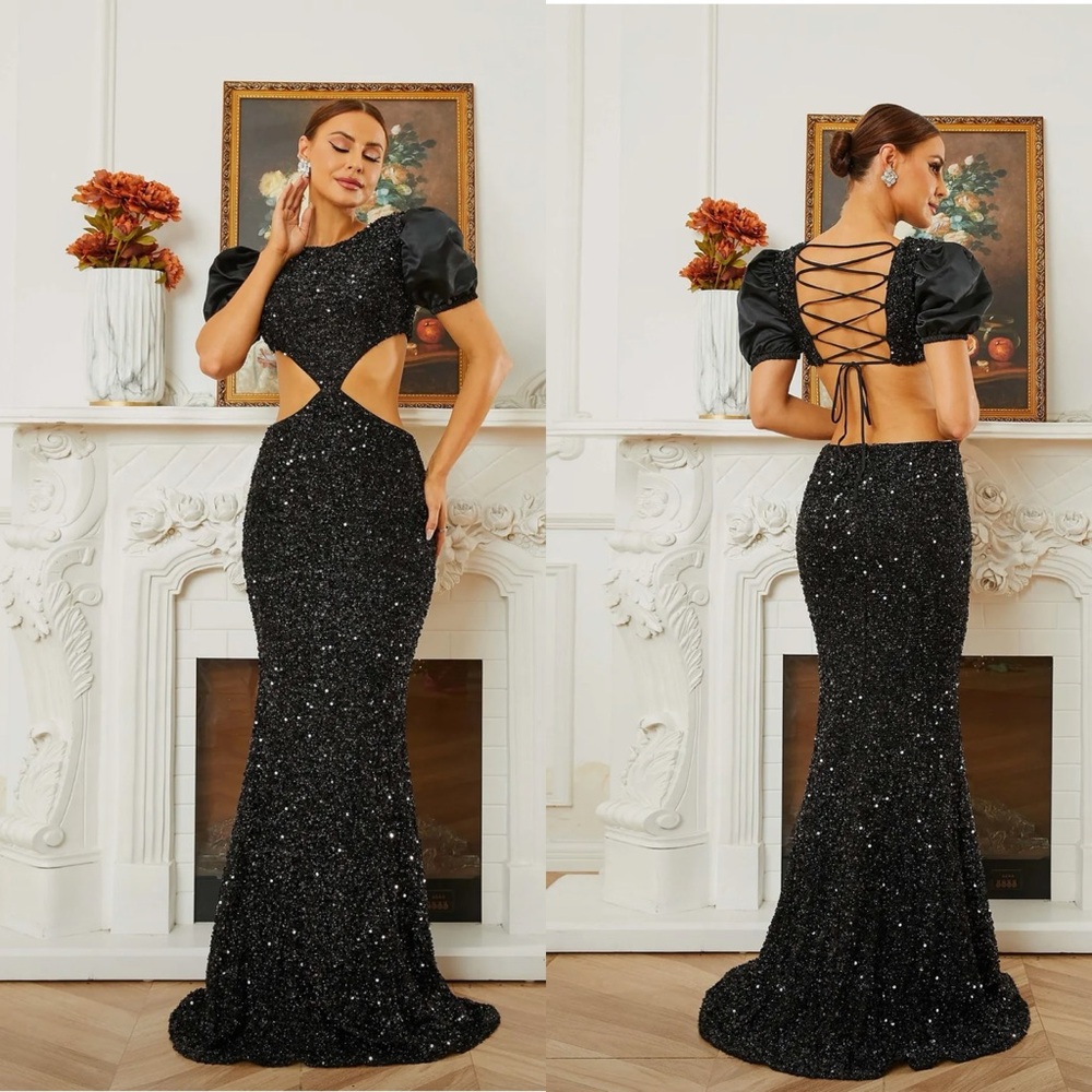 Elegant Sequin  Dress with Cut-Out Detail